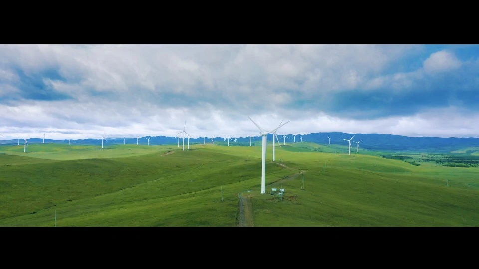 内蒙古 风力发电航拍 大风车
